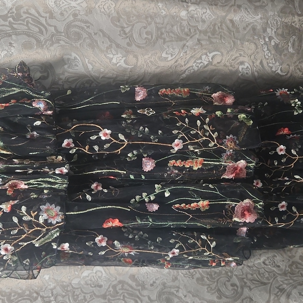 Black Sheer Floral Dress - Picture 4 of 5